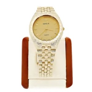 10k Yellow Gold Watch Link Wrist Band Bracelet with Geneve Watch 7-7.5" 43 grams