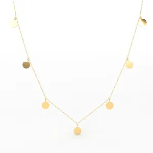14k Solid Gold Choker Necklace / Coin Charm Choker / Gold Disc Choker / Disc Dangle Necklace / Dangle Coin Necklace / Round Charm Necklace