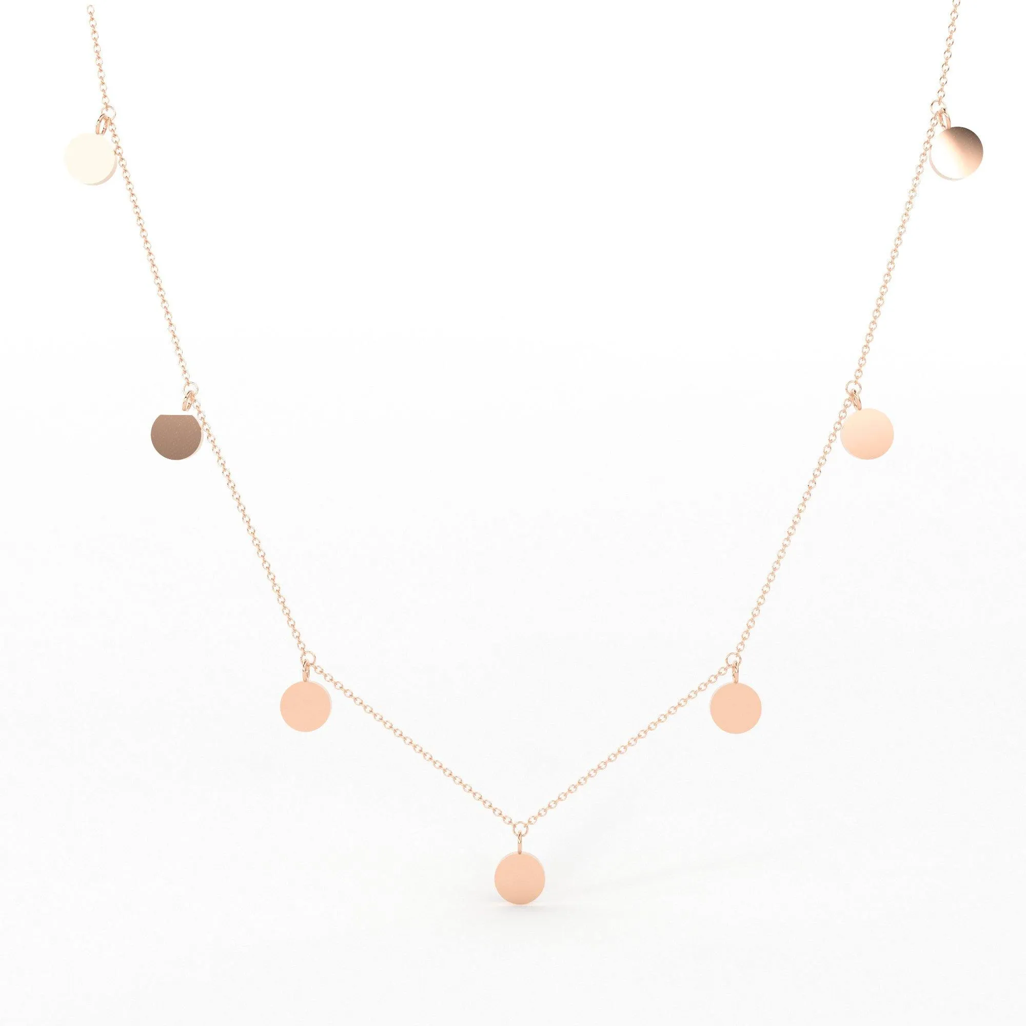 14k Solid Gold Choker Necklace / Coin Charm Choker / Gold Disc Choker / Disc Dangle Necklace / Dangle Coin Necklace / Round Charm Necklace
