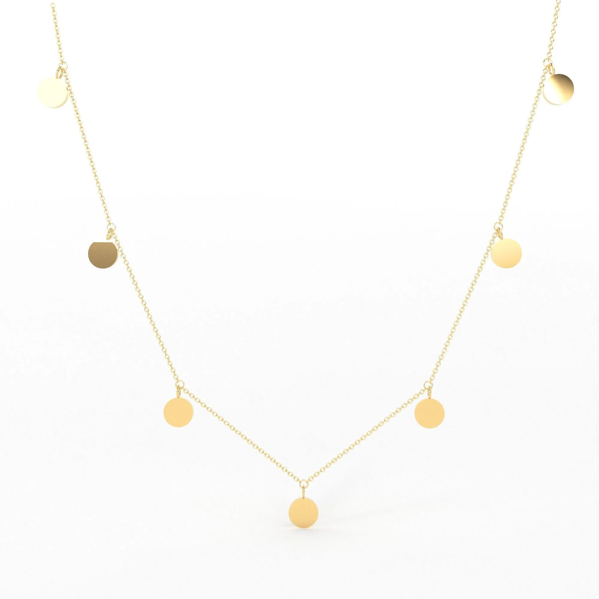 14k Solid Gold Choker Necklace / Coin Charm Choker / Gold Disc Choker / Disc Dangle Necklace / Dangle Coin Necklace / Round Charm Necklace