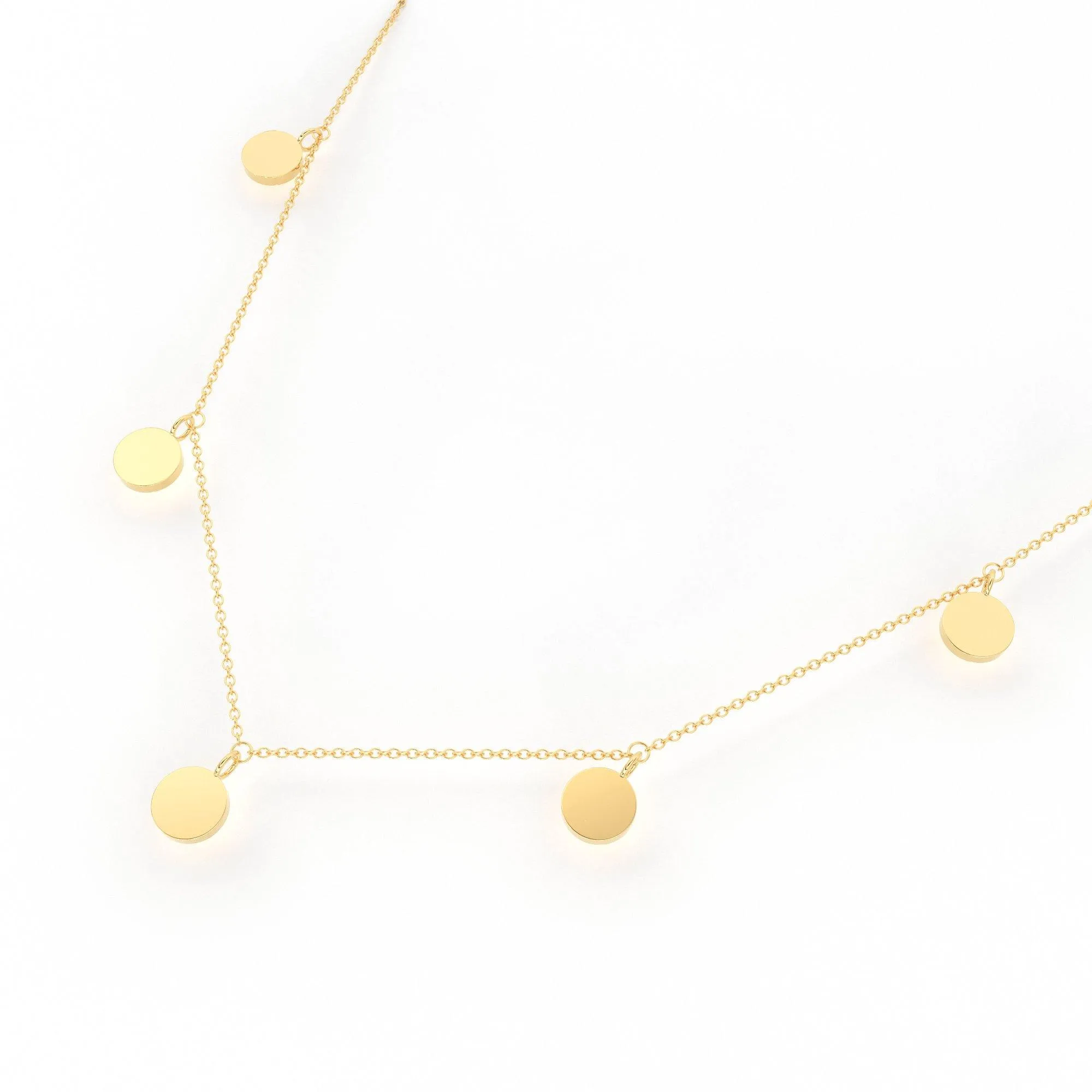 14k Solid Gold Choker Necklace / Coin Charm Choker / Gold Disc Choker / Disc Dangle Necklace / Dangle Coin Necklace / Round Charm Necklace