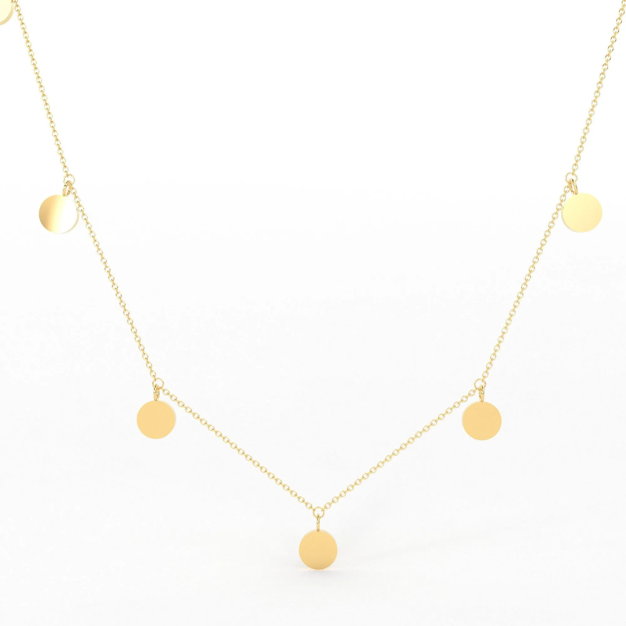 14k Solid Gold Choker Necklace / Coin Charm Choker / Gold Disc Choker / Disc Dangle Necklace / Dangle Coin Necklace / Round Charm Necklace