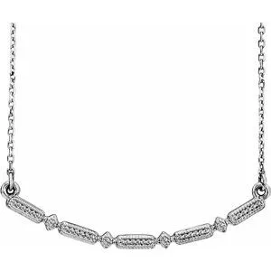 14K White Beaded Bar 16-18" Necklace