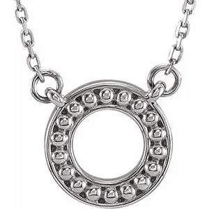 14K White Beaded Circle 16-18" Necklace
