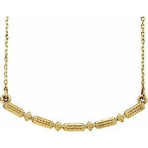14K Yellow Beaded Bar 16-18" Necklace
