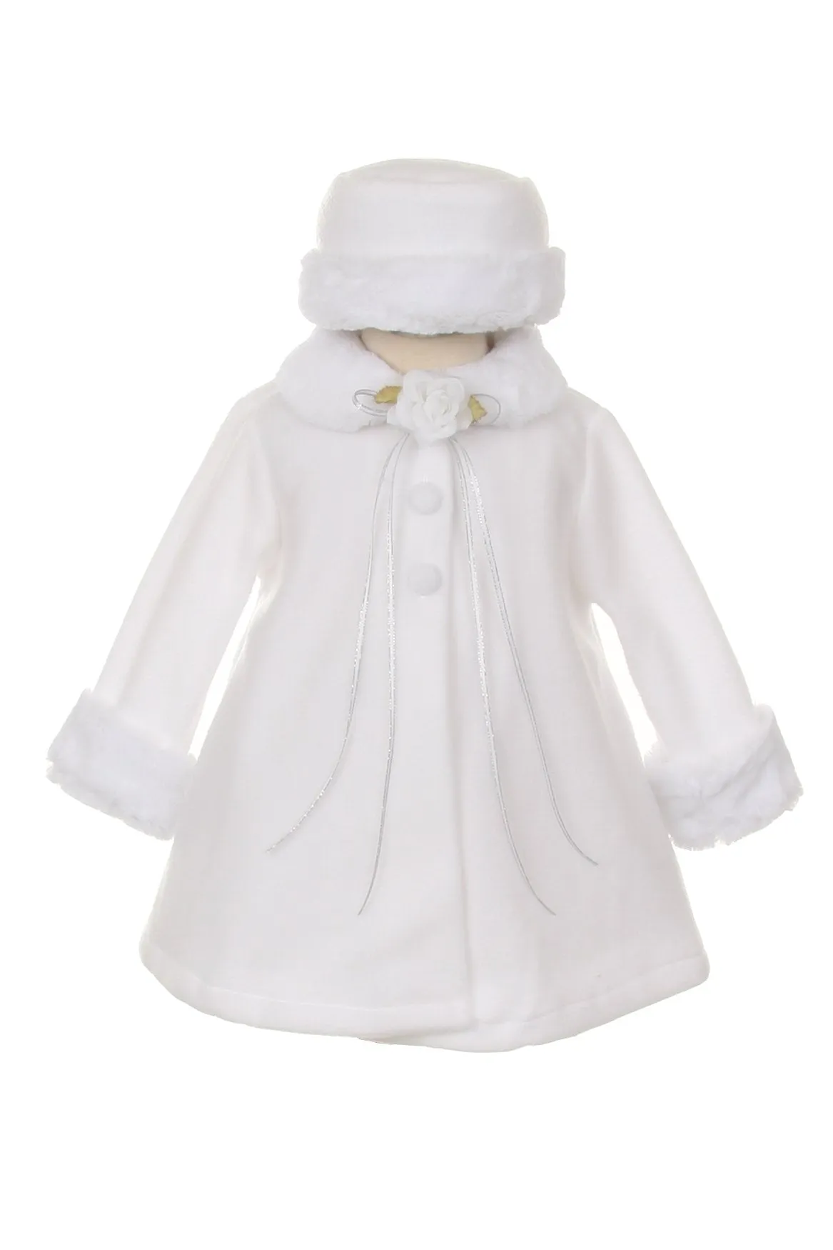 166 Fleece Cape-Style Baby Coat with Matching Hat