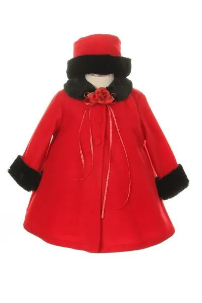 166 Fleece Cape-Style Baby Coat with Matching Hat