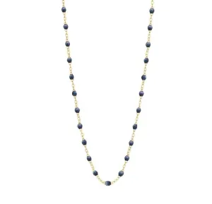 18K Gold Midnight Blue Resin Beaded "Classic" Necklace