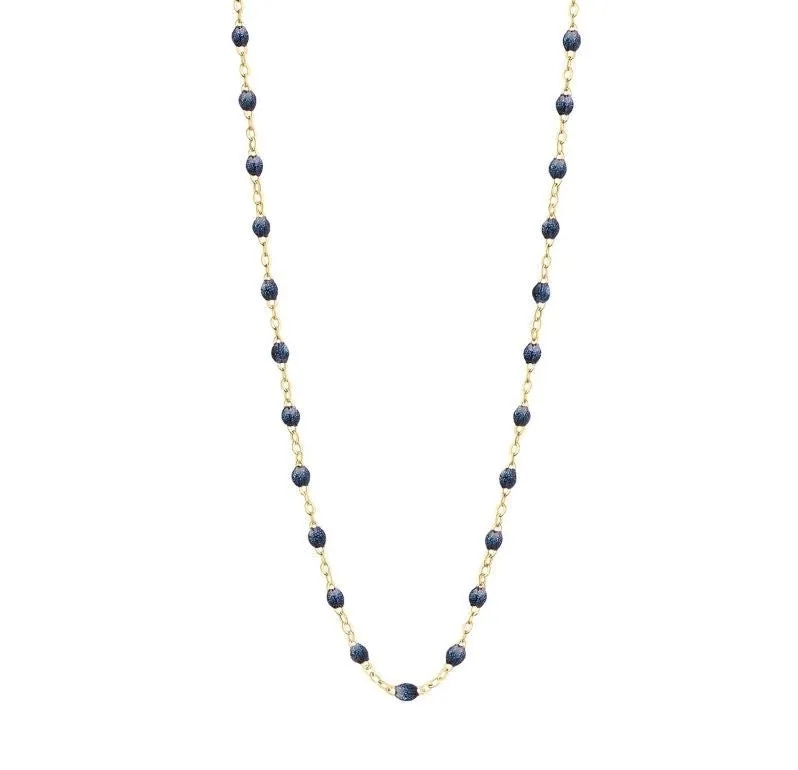 18K Gold Midnight Blue Resin Beaded "Classic" Necklace