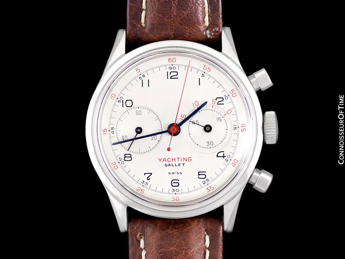 1940's Gallet Multichron Yachting Vintage Mens Large Size Chronograph - Stainless Steel