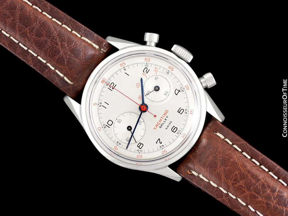 1940's Gallet Multichron Yachting Vintage Mens Large Size Chronograph - Stainless Steel