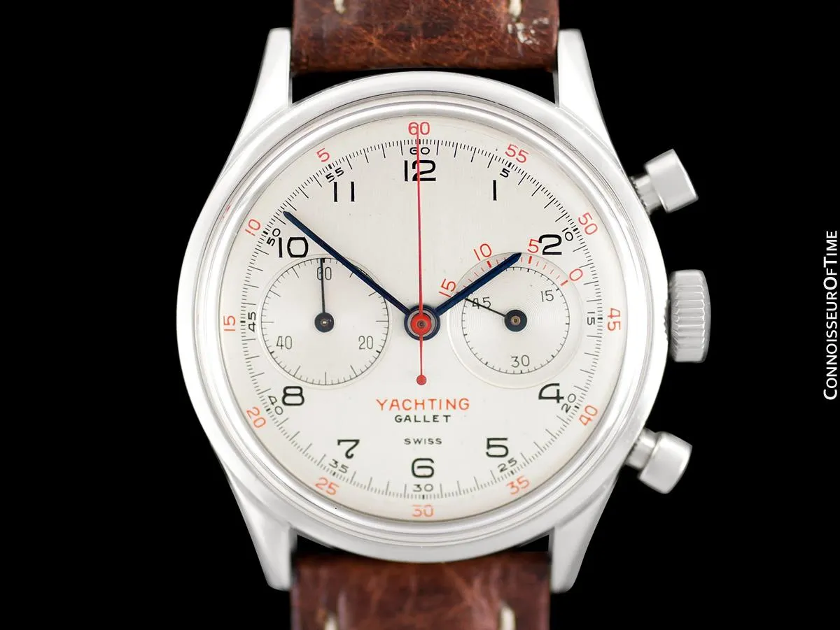 1940's Gallet Multichron Yachting Vintage Mens Large Size Chronograph - Stainless Steel