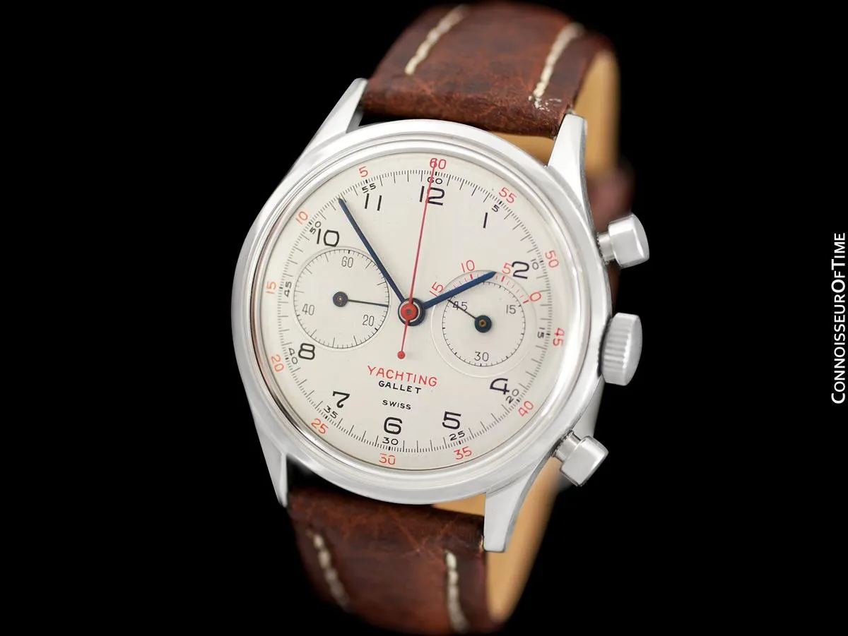 1940's Gallet Multichron Yachting Vintage Mens Large Size Chronograph - Stainless Steel