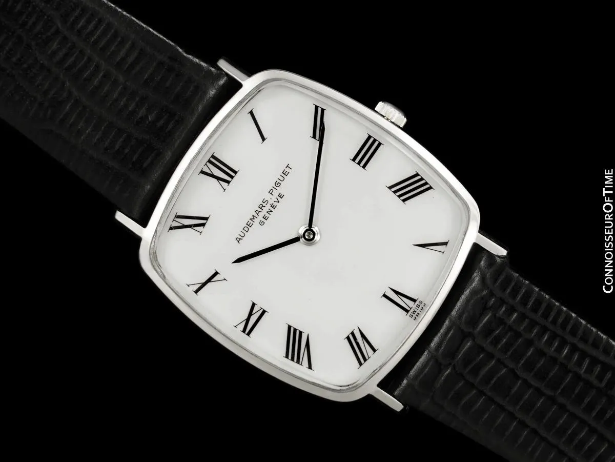 1968 Audemars Piguet "Extra-Flat" Vintage Mens Tonneau Watch - 18K White Gold