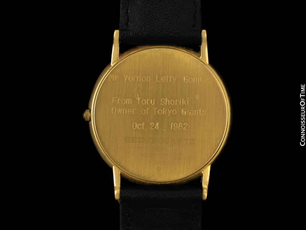 1982 Seiko Credor Vintage 18K Gold Mens Watch - OWNED & WORN BY YANKEE BASEBALL GREAT LEFTY GOMEZ