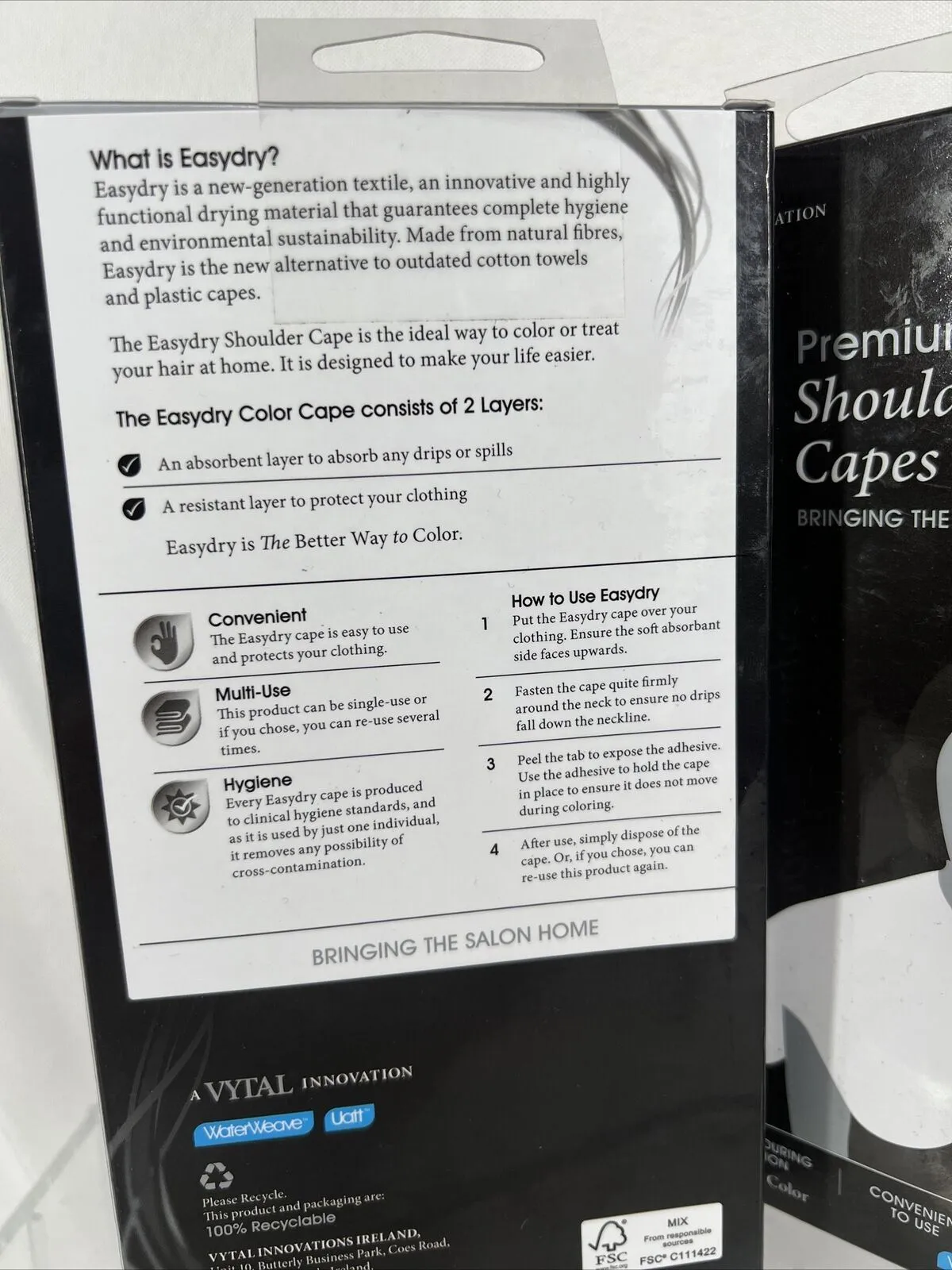 (2) Vytal Easydry Premium Shoulder Capes, 22" x 30" ￼3 Capes White Absorbent