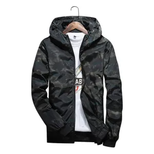 2018 Men's Spring Summer Hood Jackets Fashion Camouflage Print Waterproof Windbreaker Casual Bomber Jacket Coat Outwear Chaqueta