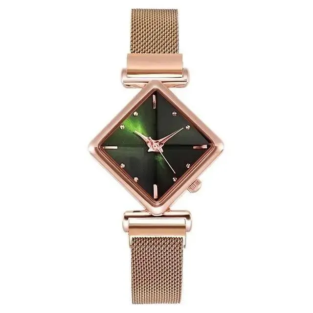 2021 Stylish Luxury Magnet Buckle Watch Ladies Quartz Wrist Watch With Bracelet Gift - Watches for Women and Girls