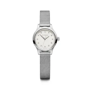 28MM STEEL ALLIANCE XS, WHITE DIAL WITH SWAROVSKI CRYSTALS. MESH BRACELET.