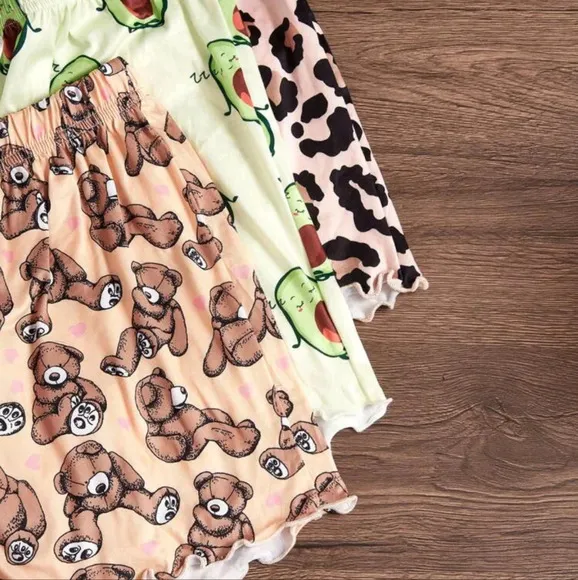 3pcs/Set Cartoon Print Camisole &amp; Shorts Pajama Set