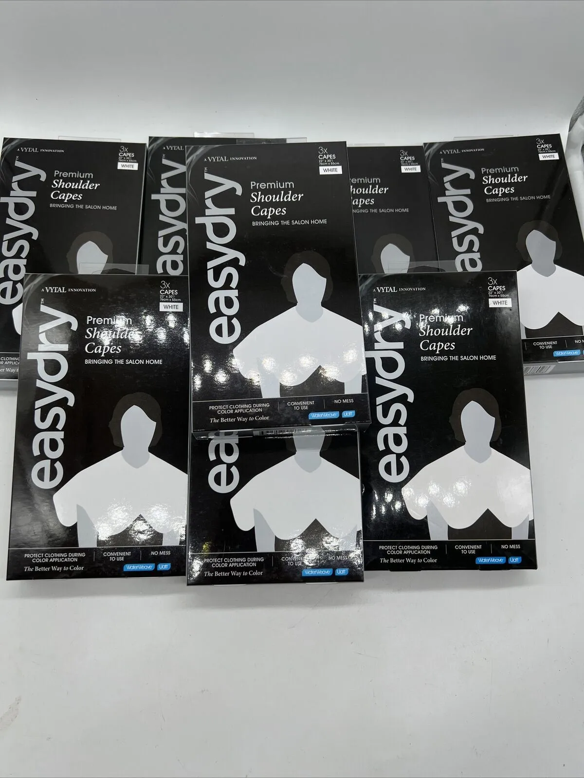 (8) Vytal Easydry Premium Shoulder Capes, 22" x 30" ￼3 Ct White Absorbent 24ttl