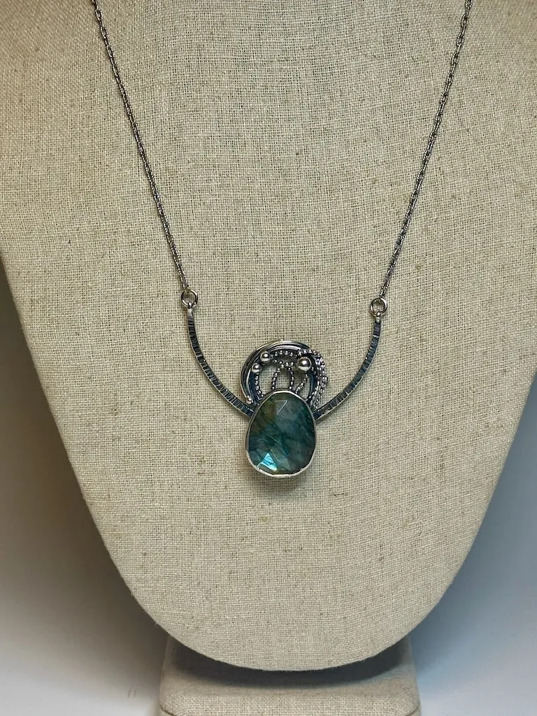 .925 FACETEDLABRADORITE TANGLE CHOKER BR447