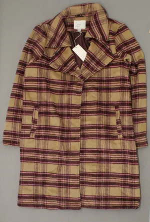 A New Day Plaid Long Overcoat Wrap Coat Camel / Burgundy Plaid 2XL