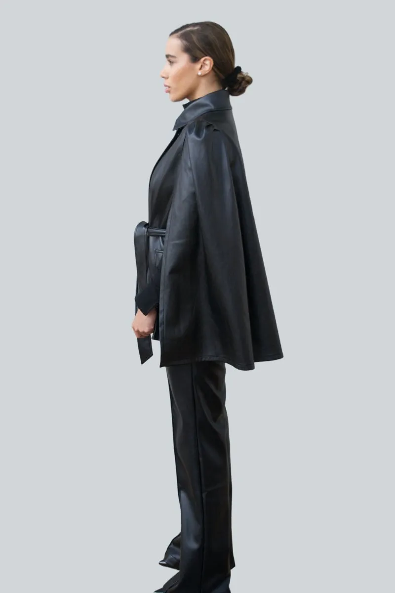 Adele Vegan Short Leather Cape