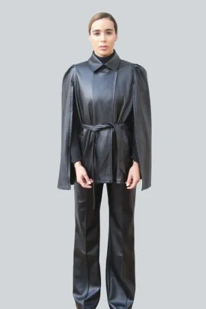 Adele Vegan Short Leather Cape