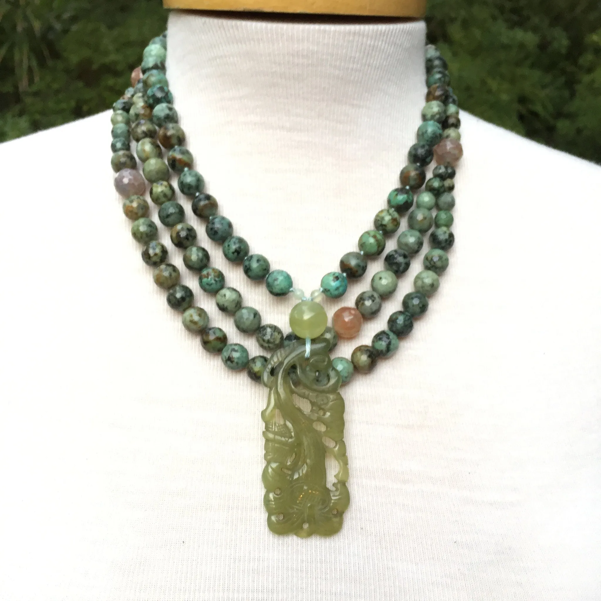 African Turquoise and Agate Necklace