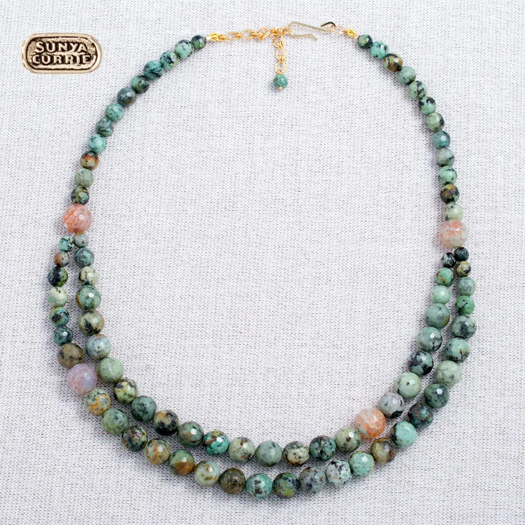 African Turquoise and Agate Necklace