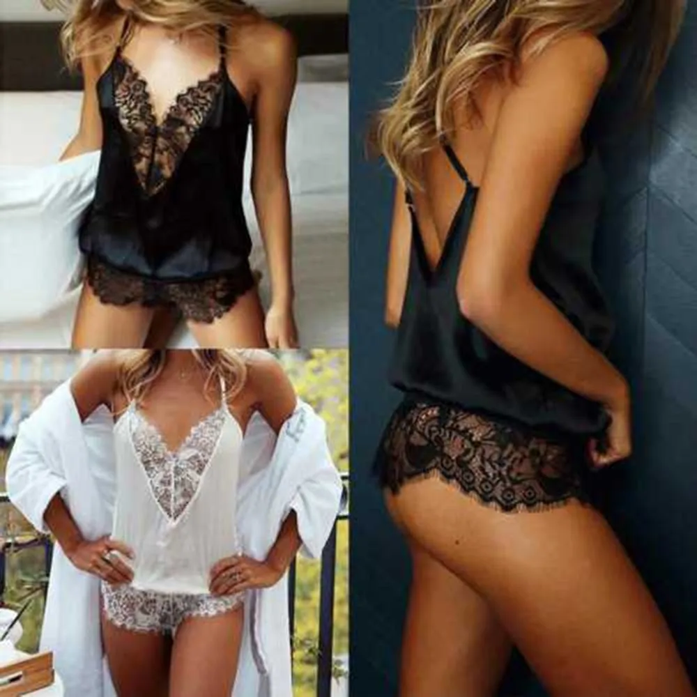 Alexa's Lingerie | Lace Sling Lingerie Set |  V Neck Backless Jumpsuit