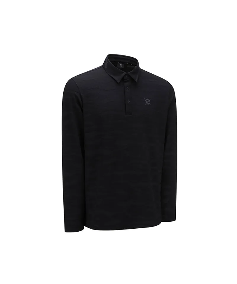 ANEW Men's Camo Pattern Long T-Shirt - Black