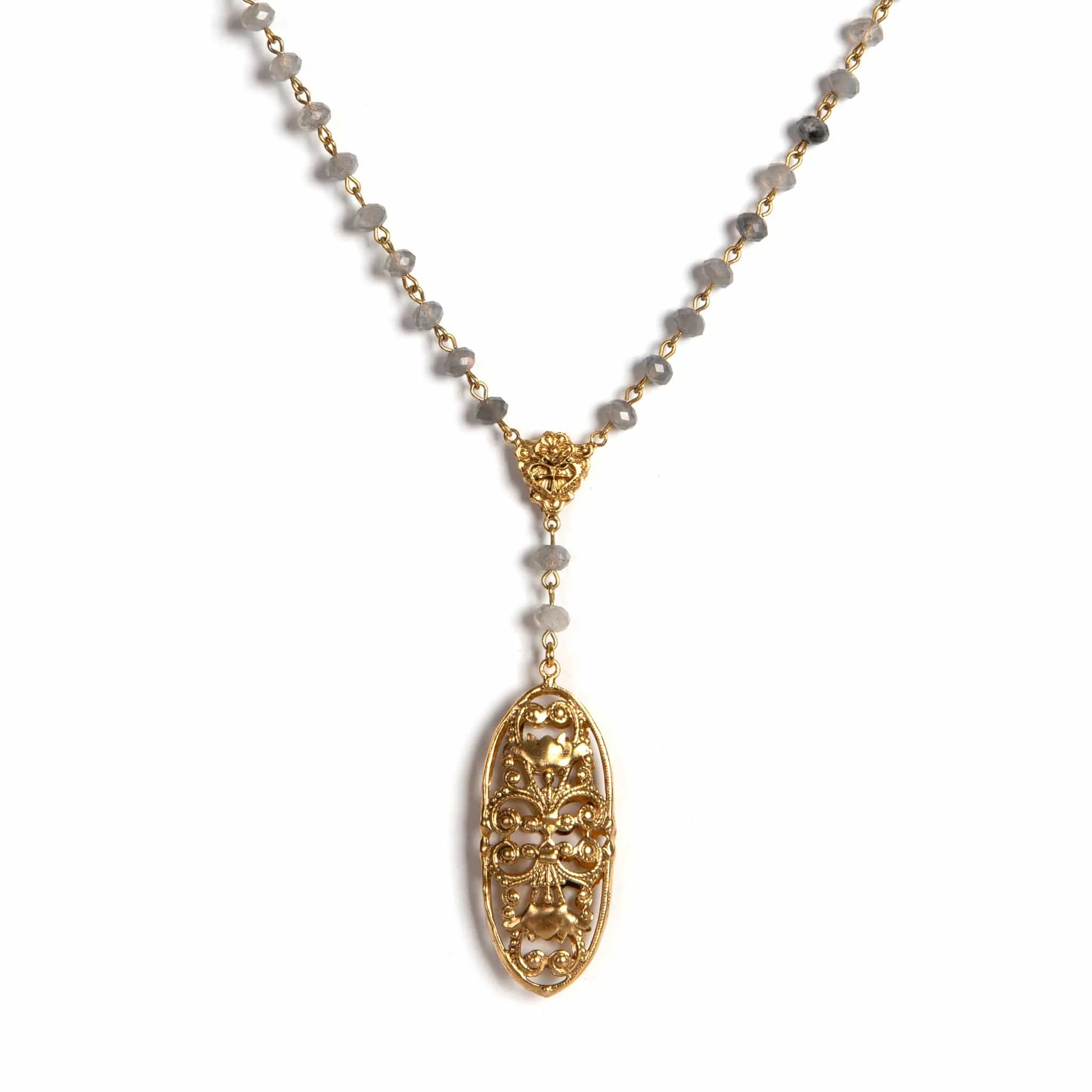 Antigua Rosary Lux Labradorite   Necklace Extender