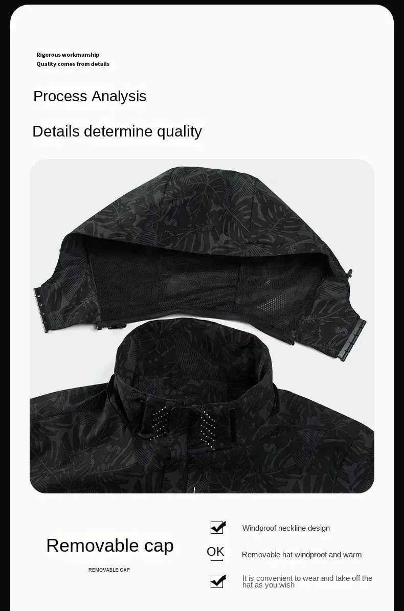 Autumn Outdoor Sports Jacket Camouflage Loose Windproof Waterproof Mountaineering Hoodie Coat Detachable Hat Men's Windbreaker