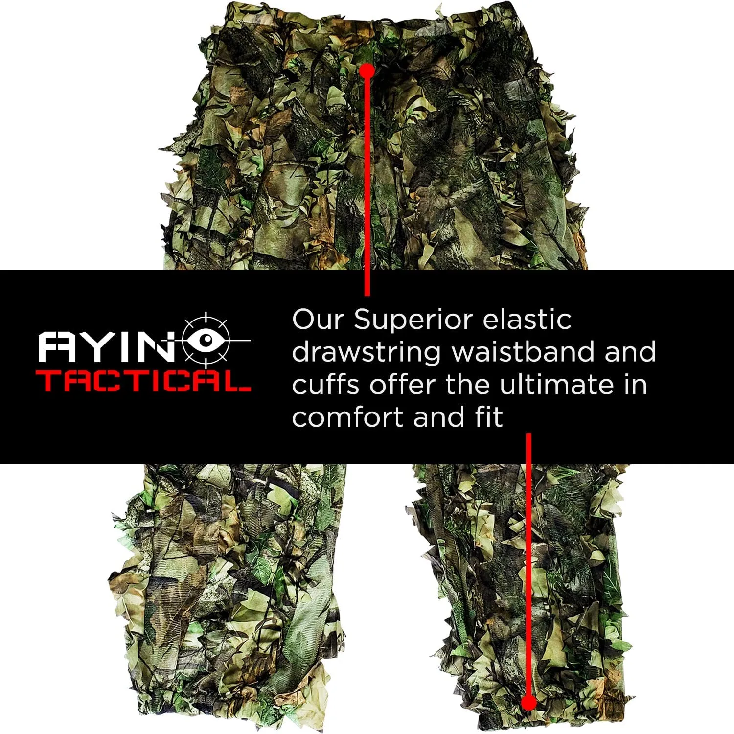 AYIN Ghillie Suit for Men, Hunting Suits for Men, 3D Leaf Bush Ghillie Suit Camo for Turkey Hunting, Woodland Gilly Suits, Hooded Gillies for Men or Youth Camo Hunting Suits (Green Leaf)