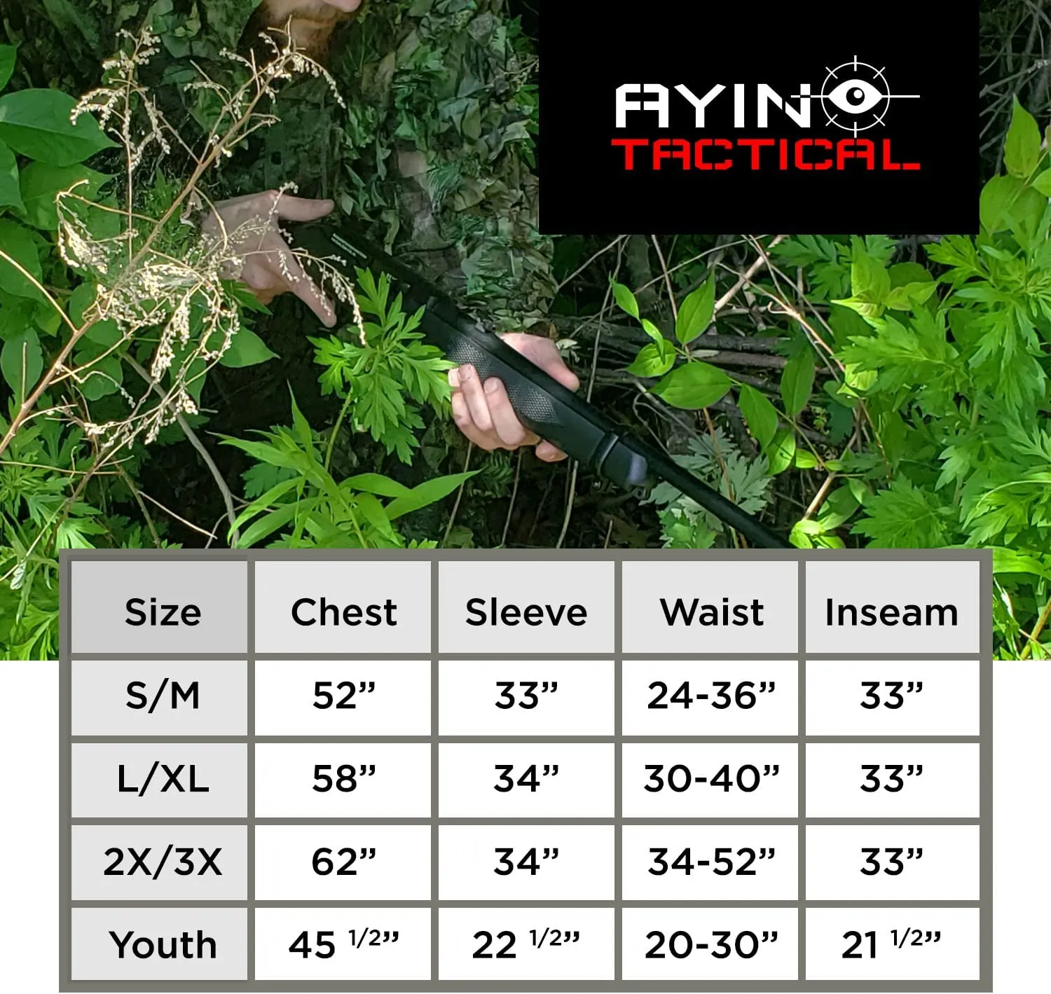 AYIN Ghillie Suit for Men, Hunting Suits for Men, 3D Leaf Bush Ghillie Suit Camo for Turkey Hunting, Woodland Gilly Suits, Hooded Gillies for Men or Youth Camo Hunting Suits (Green Leaf)