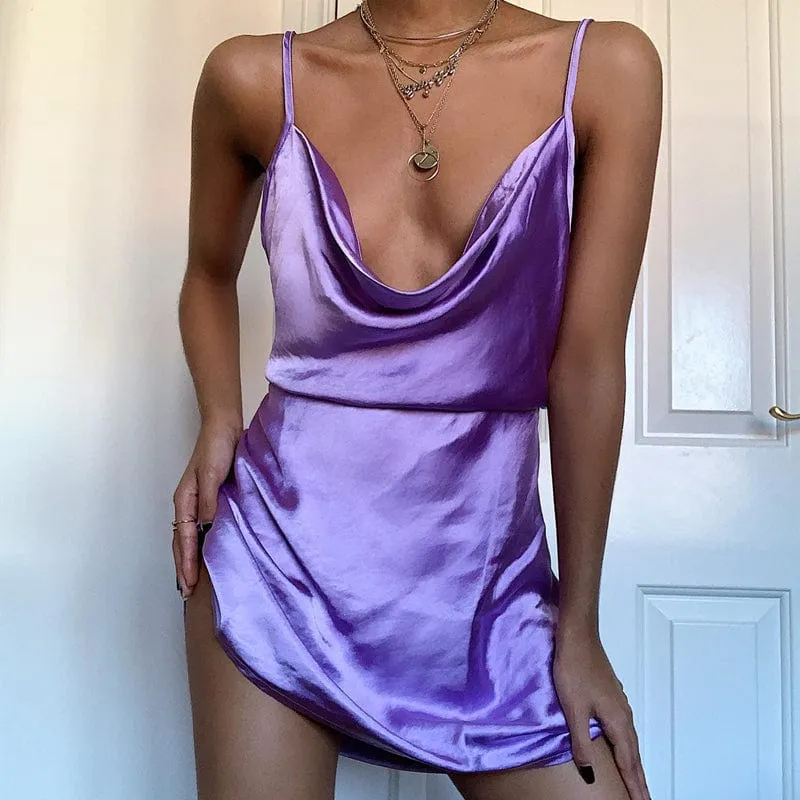 Backless Satin Mini Dress