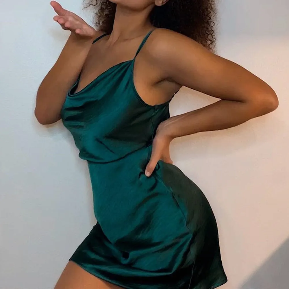 Backless Satin Mini Dress