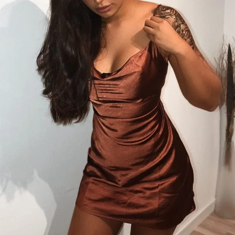 Backless Satin Mini Dress