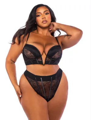 Belle Noir 2-Piece Bustier Set - LI712