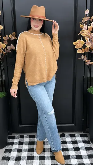 BENTLEY CAMEL/IVORY SWEATER