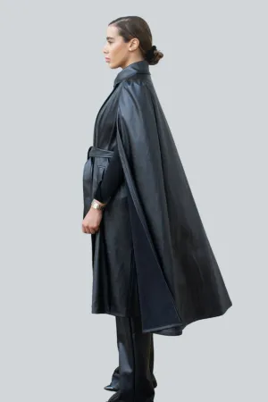 Bianca Long Vegan Leather Cape
