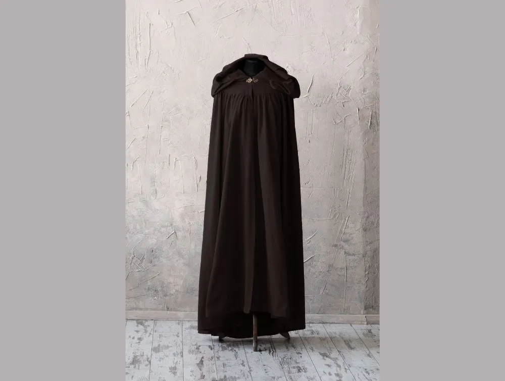 Black fantasy cloak with hood and arm slits