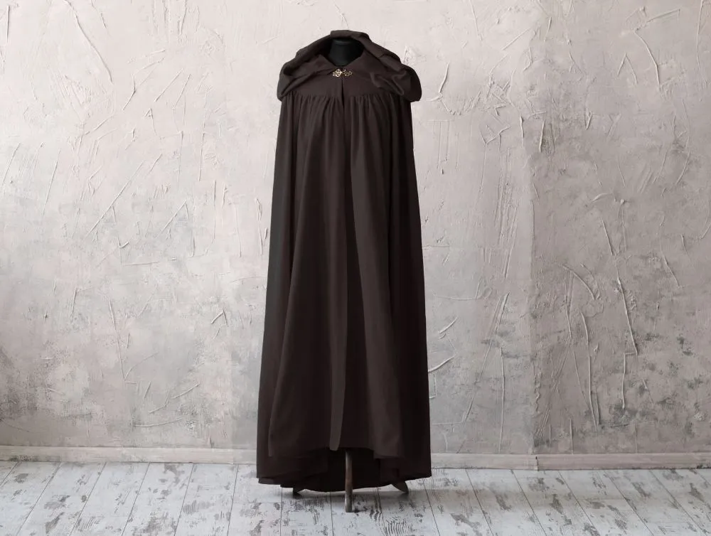 Black fantasy cloak with hood and arm slits