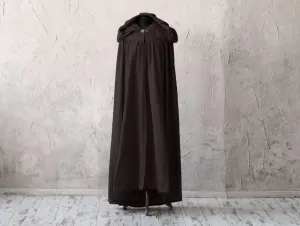 Black fantasy cloak with hood and arm slits
