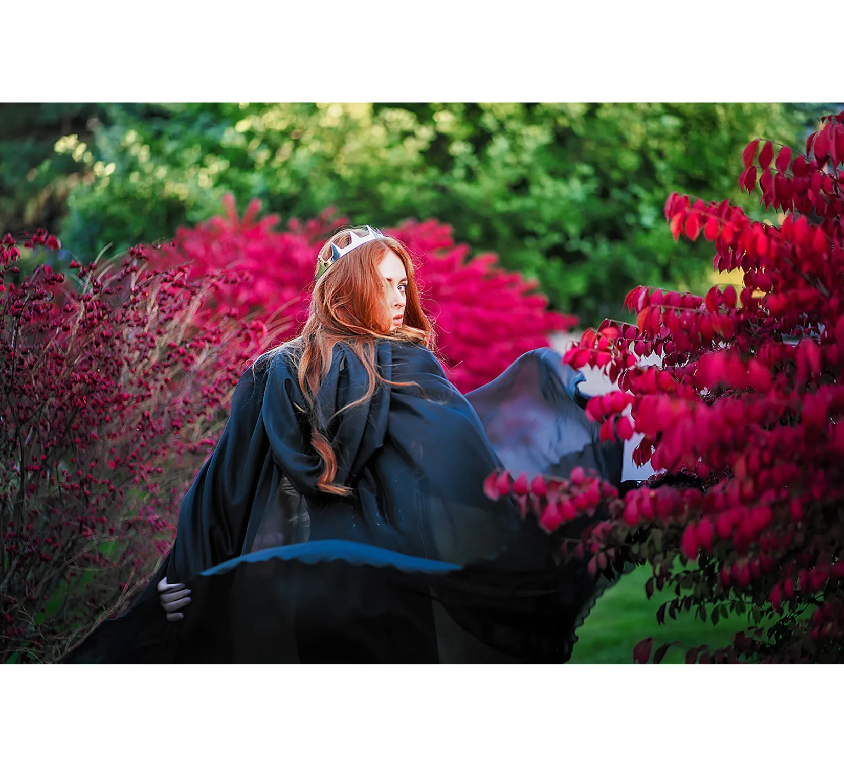 Black Fantasy Hooded Tulle Cape | USA domestic shipping