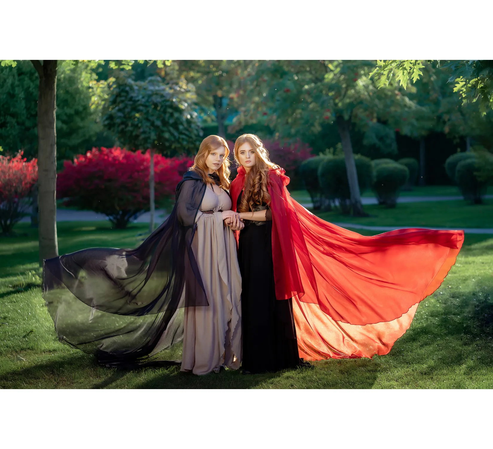 Black Fantasy Hooded Tulle Cape | USA domestic shipping