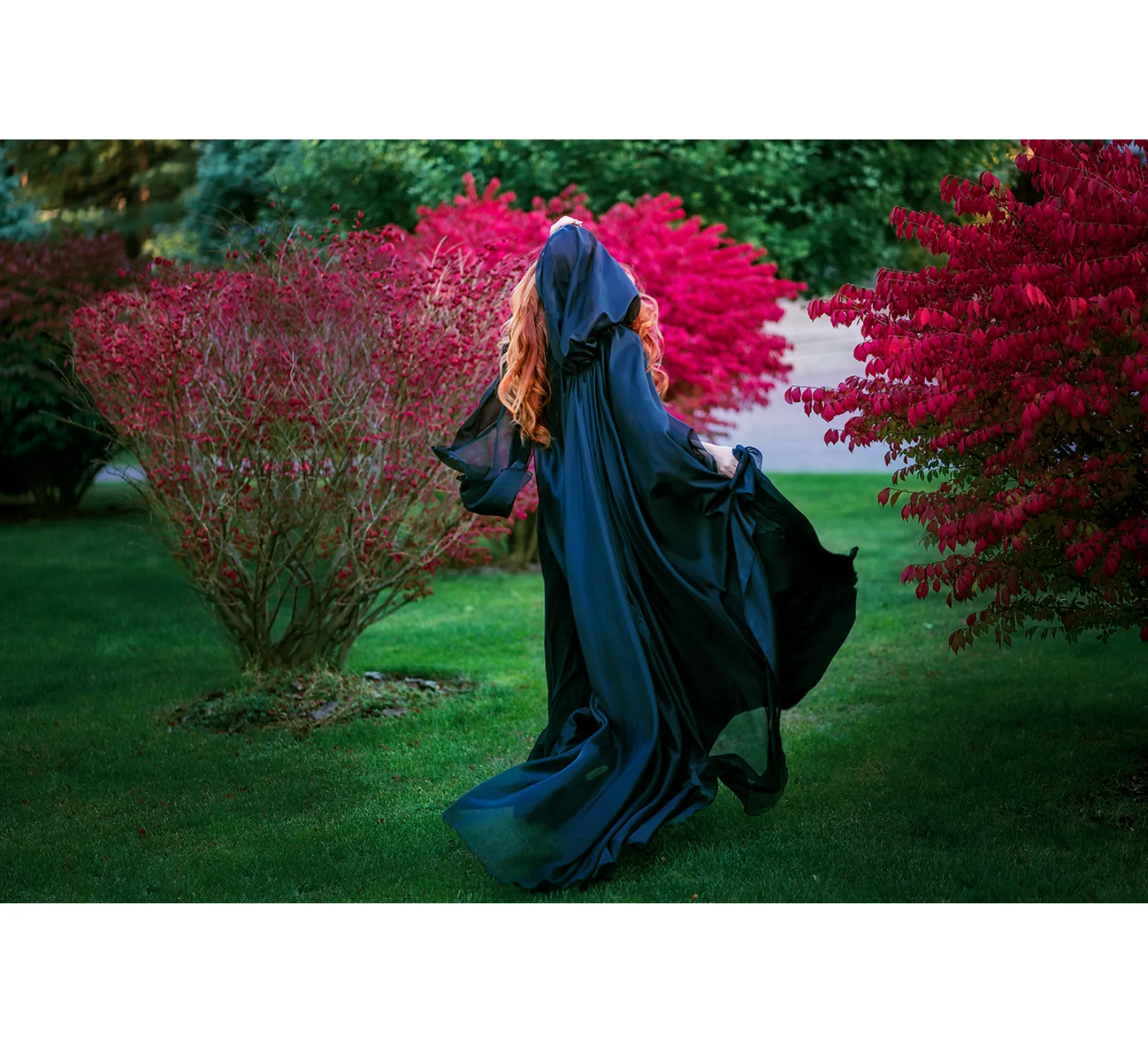 Black Fantasy Hooded Tulle Cape | USA domestic shipping