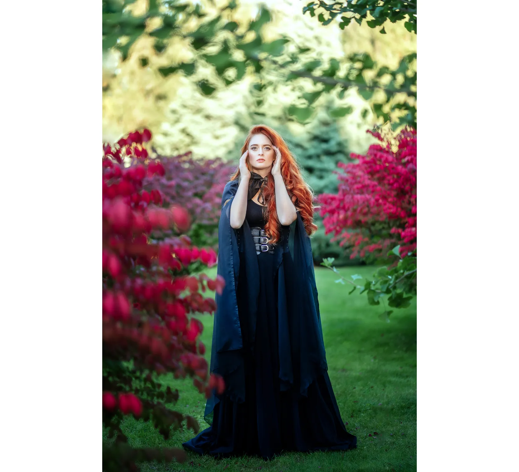 Black Fantasy Hooded Tulle Cape | USA domestic shipping